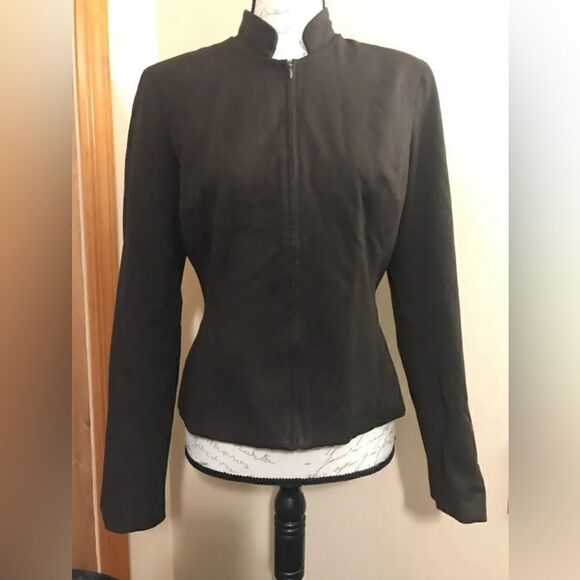 Cache Women's Brown Long Sleeve Full Zip Lined Suit Jacket - Size 6 - Picture 11 of 11